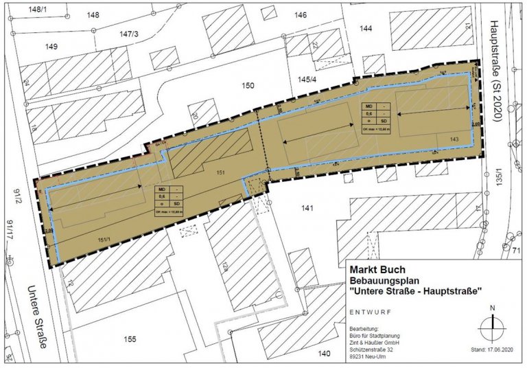 Planauszug Bebauungsplan "Untere Straße - Hauptstraße"